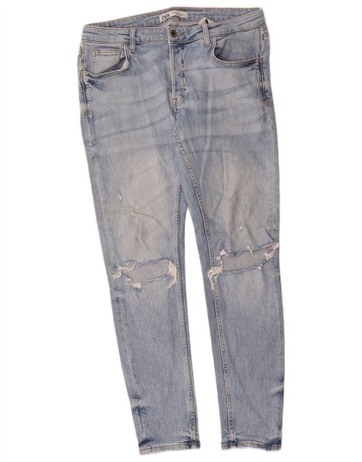 Męskie jeansy Zara w trudnej sytuacji, EU 40 Medium W31 L30, niebieska bawełna