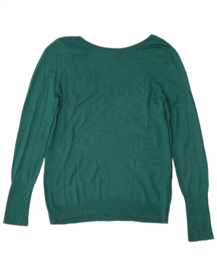 Sweter damski Benetton z dekoltem w kształcie litery V, UK 12, średnio zielona wiskoza