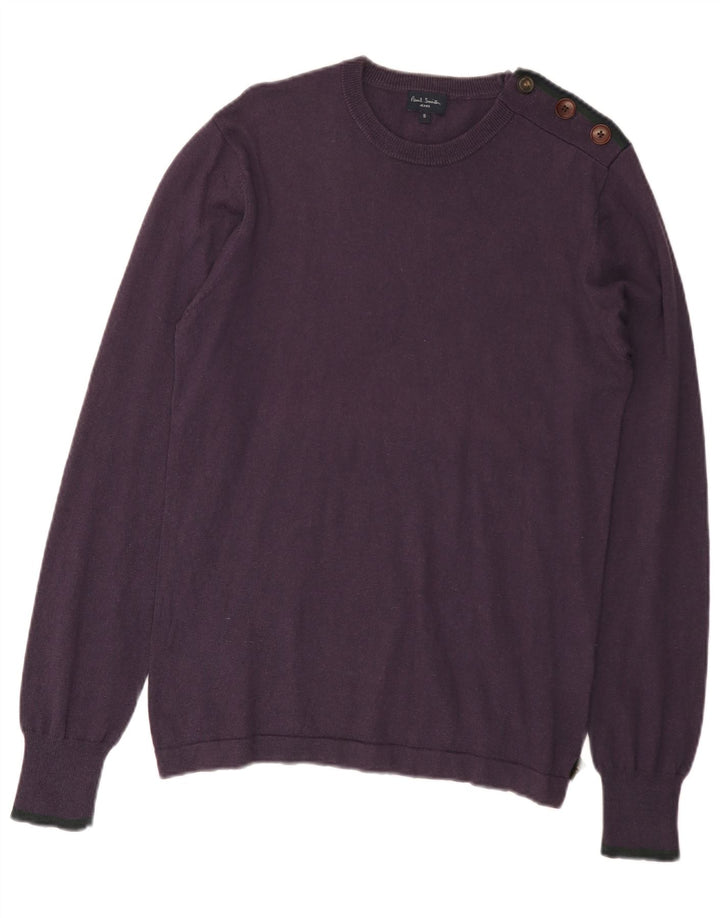 Męski sweter Paul Smith z okrągłym dekoltem, mały, fioletowy, bawełniany