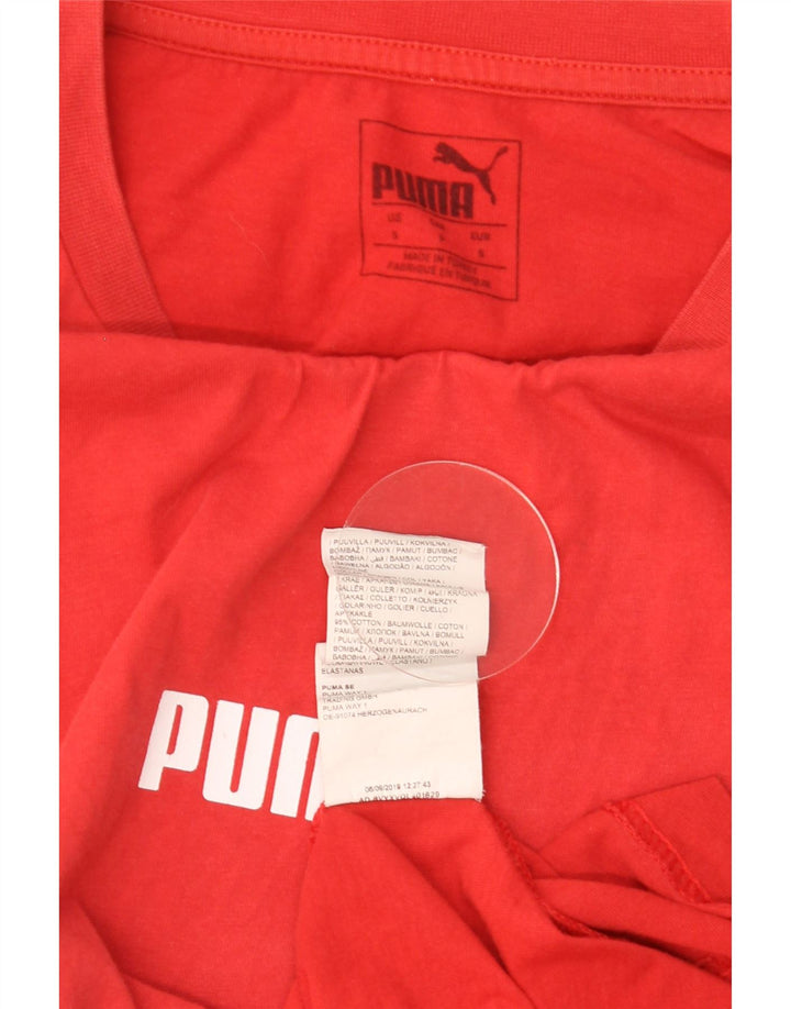 Męski T-shirt z grafiką Puma, mały, czerwony, bawełniany