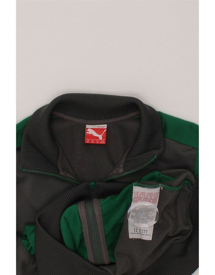 PUMA Boys Graphic Tracksuit Top Jacket 2-3 Years Grey Colourblock Vintage Puma and Second-Hand Puma from Messina Hembry 