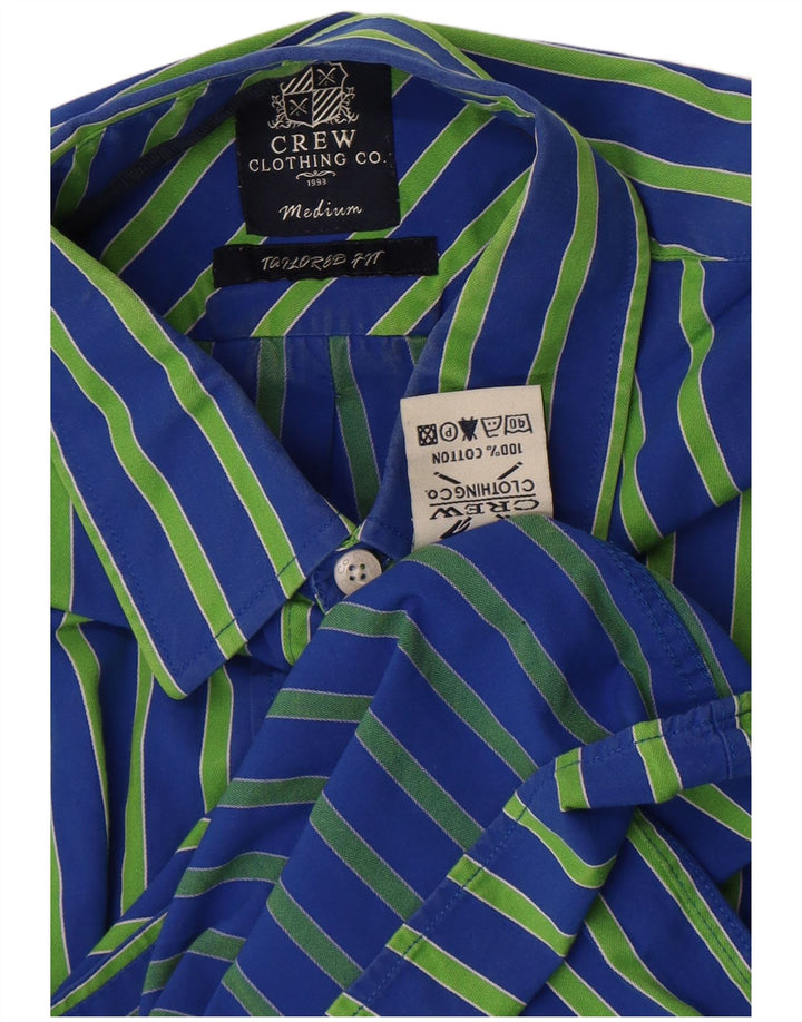 Crew Clothing Męska koszula o dopasowanym kroju, bawełniana w kolorze średniego niebieskiego w prążki