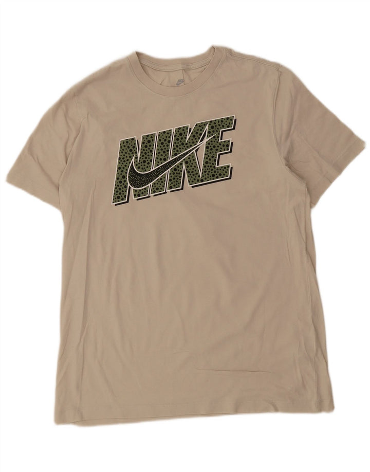 Męski T-shirt z grafiką Nike, duży, beżowy, bawełniany