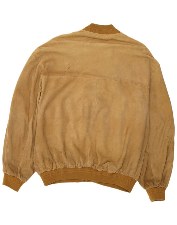 Męska zamszowa kurtka bomberka VINTAGE IT 52 XL w kolorze beżowej skóry