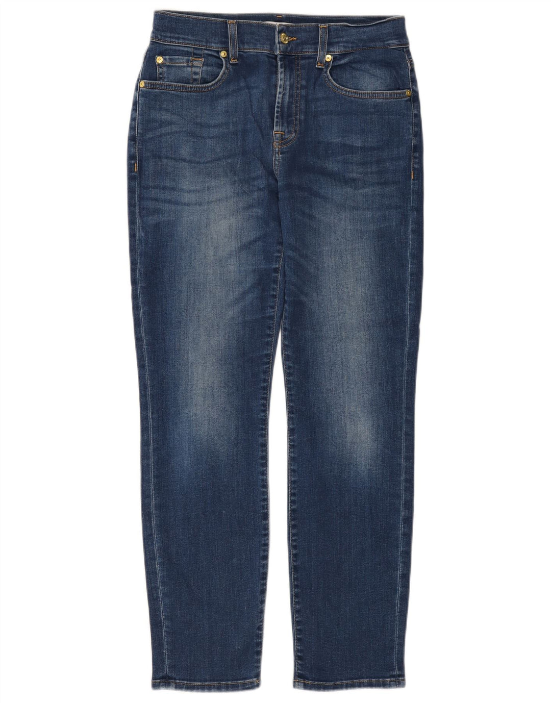 7 FOR ALL MANKIND Damskie jeansy slim W26 L28 Niebieska bawełna