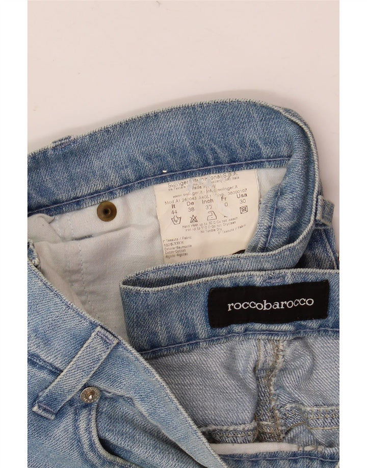 Damskie jeansy Bootcut Roccobarocco IT 44 Medium W32 L33 Niebieska bawełna w kwiaty