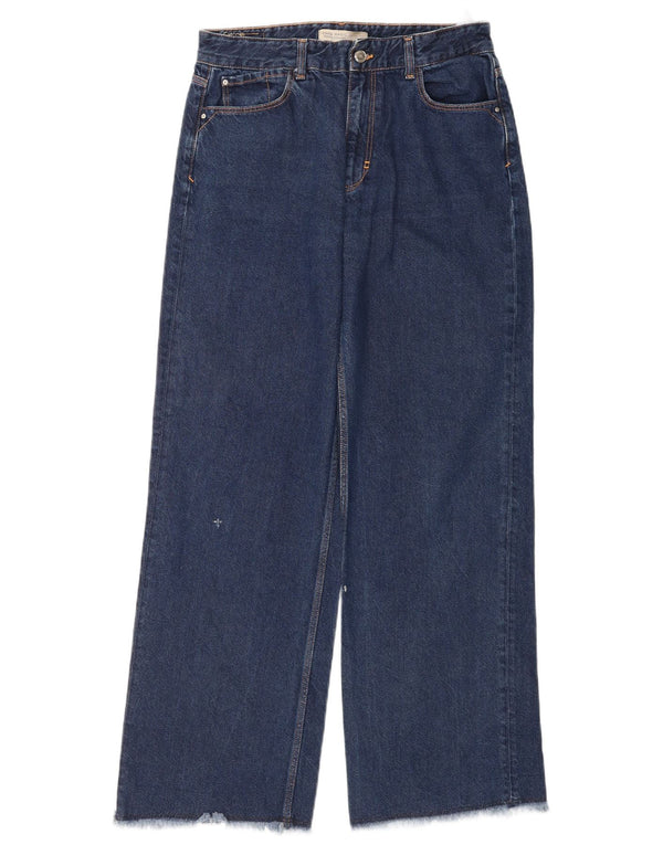Damskie jeansy z szeroką nogawką Zara EU 38 Small W28 L31 Granatowa bawełna
