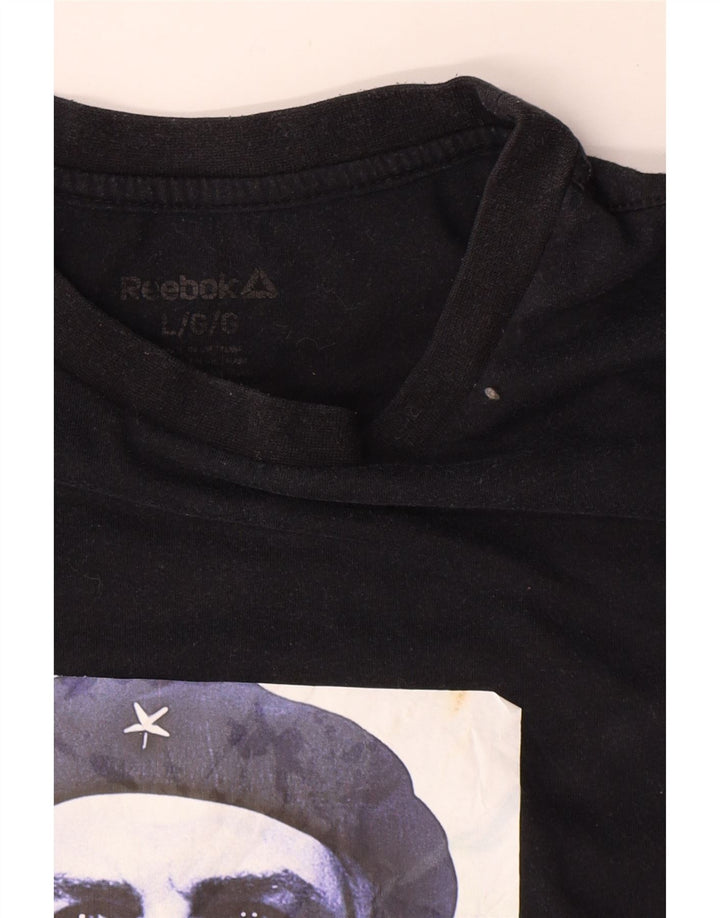 Męska koszulka Reebok z grafiką, duża, czarna, bawełniana