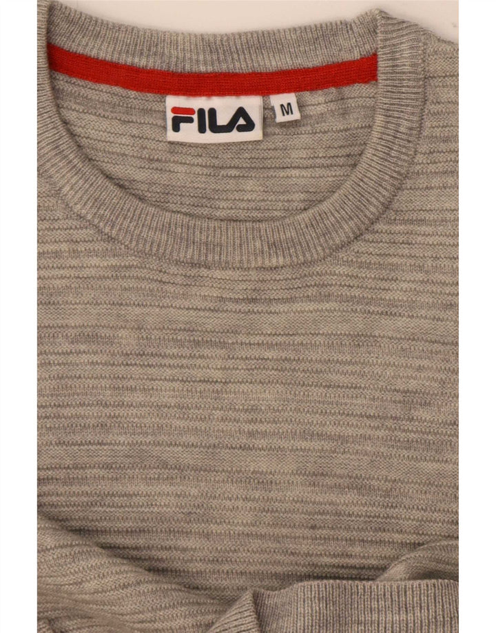 Męski sweter Fila z okrągłym dekoltem, średnioszary, nakrapiany