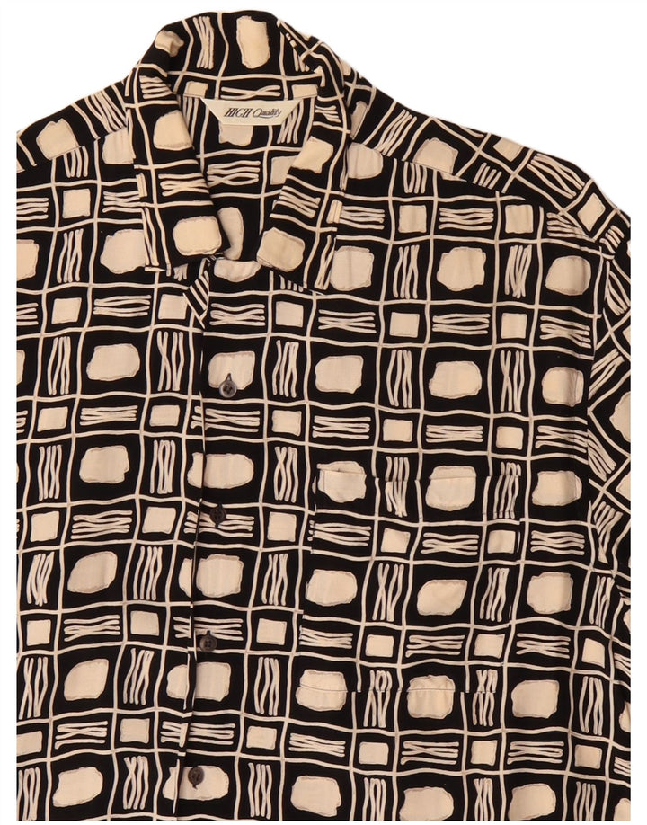 Koszula męska z krótkim rękawem w stylu vintage, duża, czarna, geometryczna
