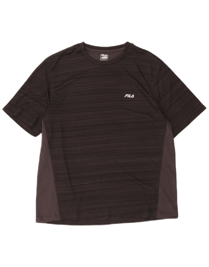 Męski T-shirt Fila Slim Fit Top 2XL Szary poliester z blokami kolorów