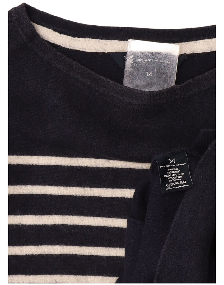 CREW CLOTHING Damski sweter z dekoltem w łódkę UK 14 Średni granatowy