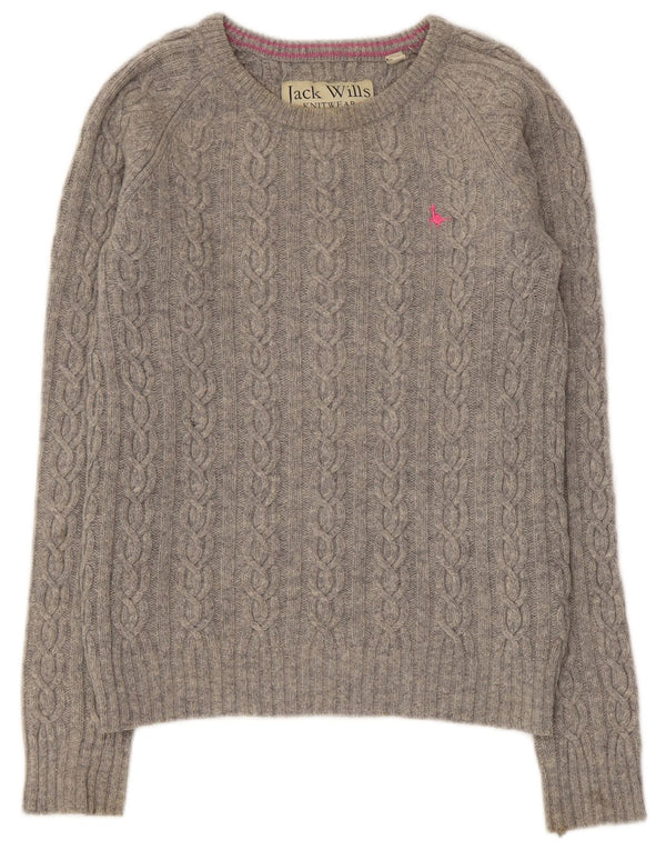 Sweter damski Jack Wills z dekoltem w łódkę, UK 12, średnioszary, z owczej wełny