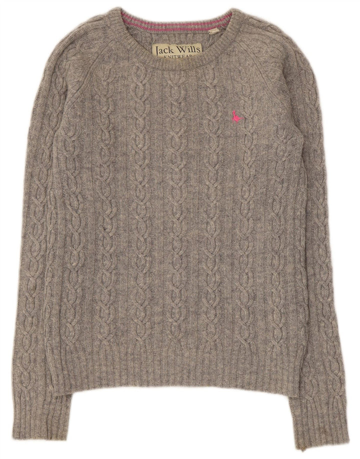 Sweter damski Jack Wills z dekoltem w łódkę, UK 12, średnioszary, z owczej wełny