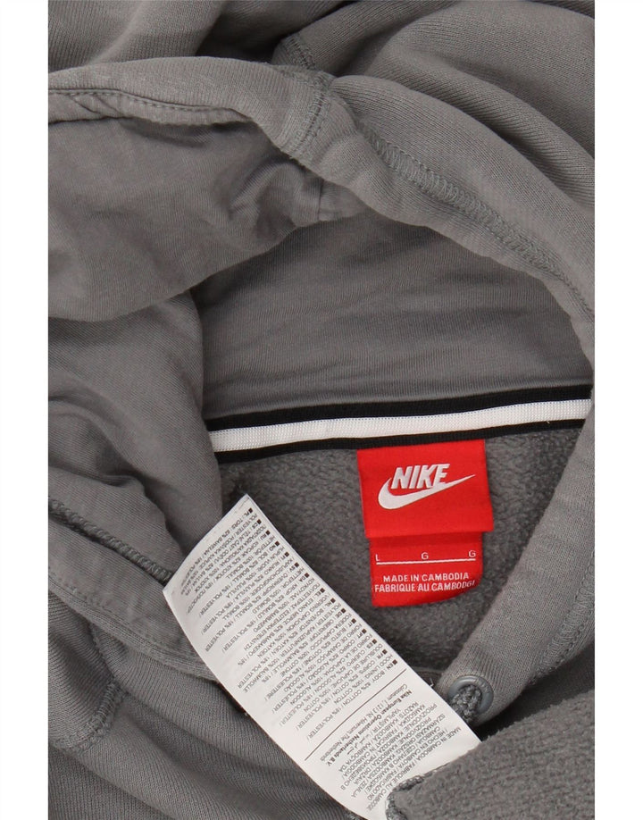 Męski sweter z kapturem NIKE z grafiką, duży, szary, bawełniany