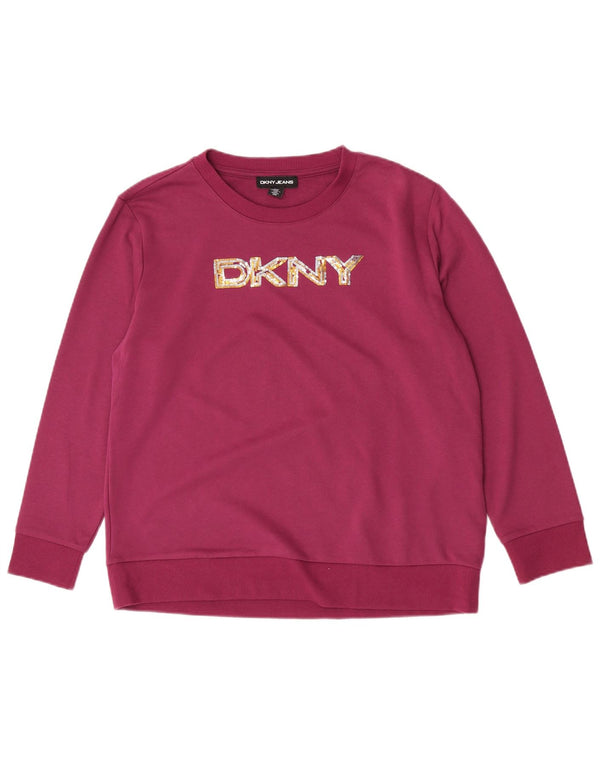 Damska bluza z grafiką Dkny, UK 14, średnia fioletowa bawełna