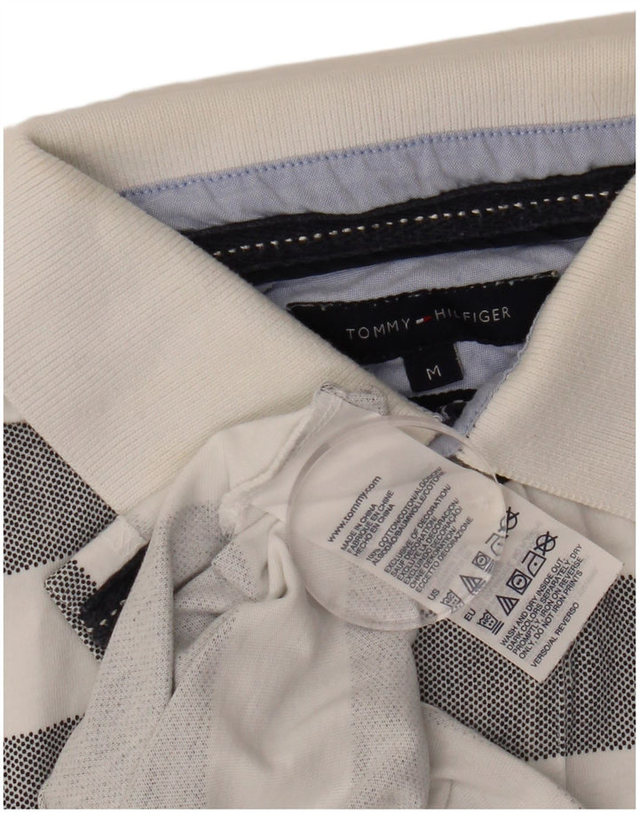 Męska koszulka polo TOMMY HILFIGER, bawełniana w średnie szare paski