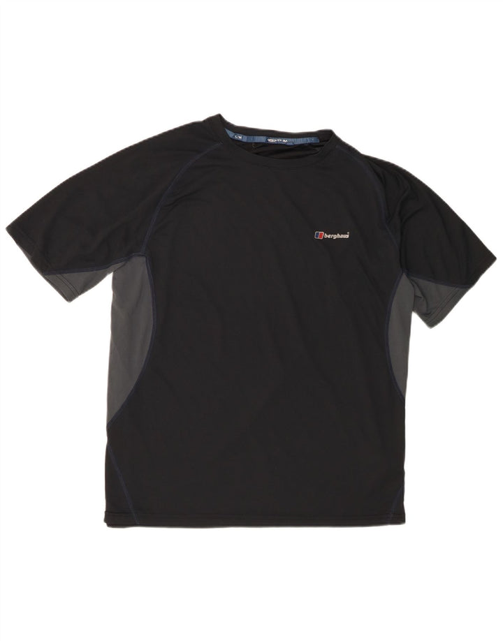 Męski T-shirt Berghaus, duży, czarny poliester z blokami kolorów