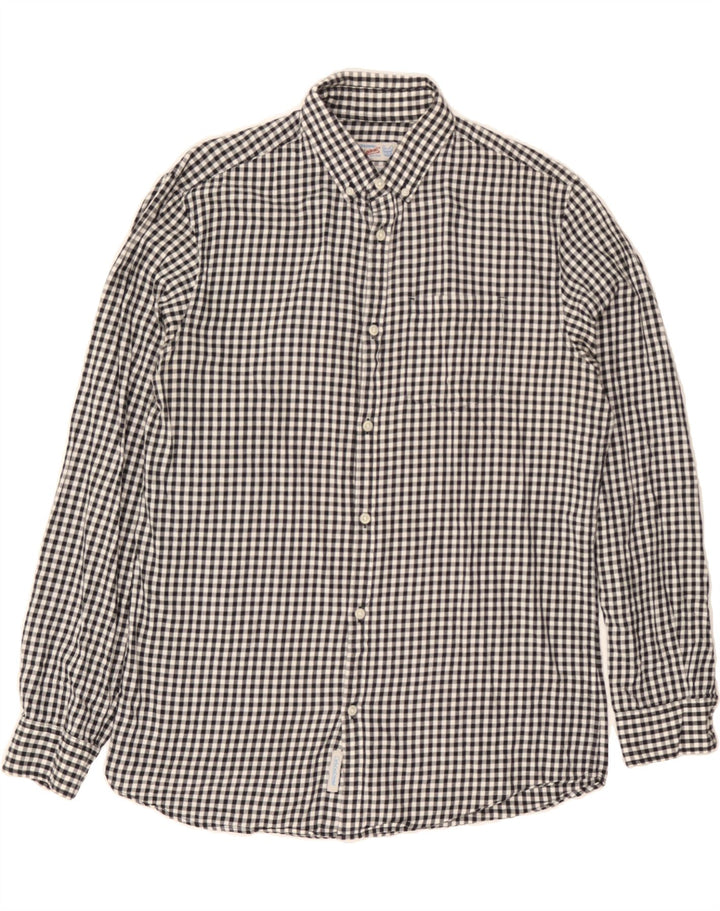 JACK & JONES Mens Flannel Shirt Large Black Gingham Cotton Vintage Jack & Jones and Second-Hand Jack & Jones from Messina Hembry 