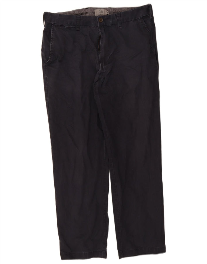 Męskie spodnie typu chino Regular Marks & Spencer W34 L29 Granatowa bawełna