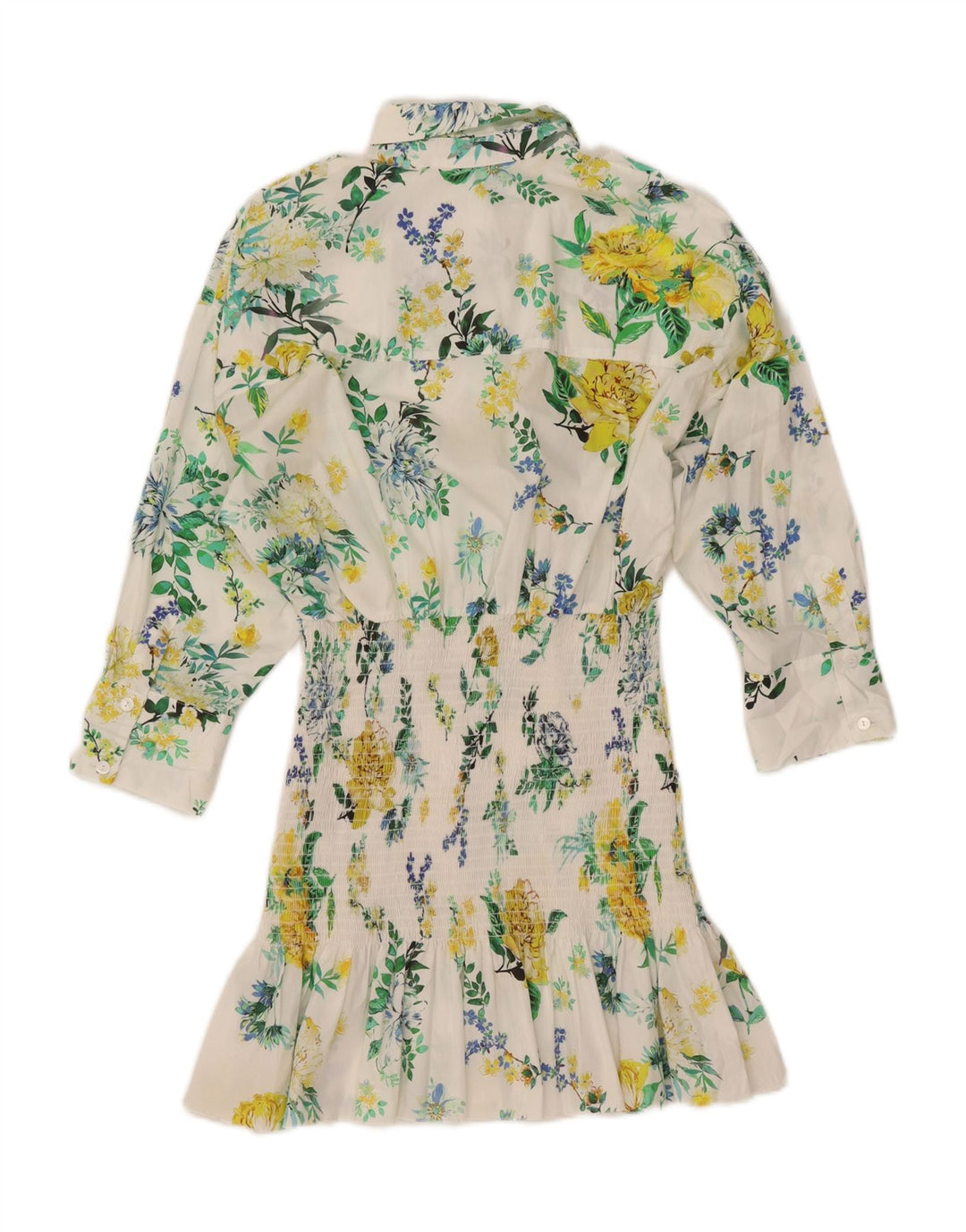 Damska sukienka koszulowa z rękawem 3/4 ZARA UK 10, mała, biała w kwiaty