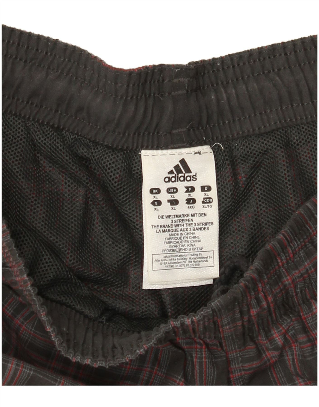 Męskie spodenki sportowe Adidas XL w szarą kratkę z poliestru