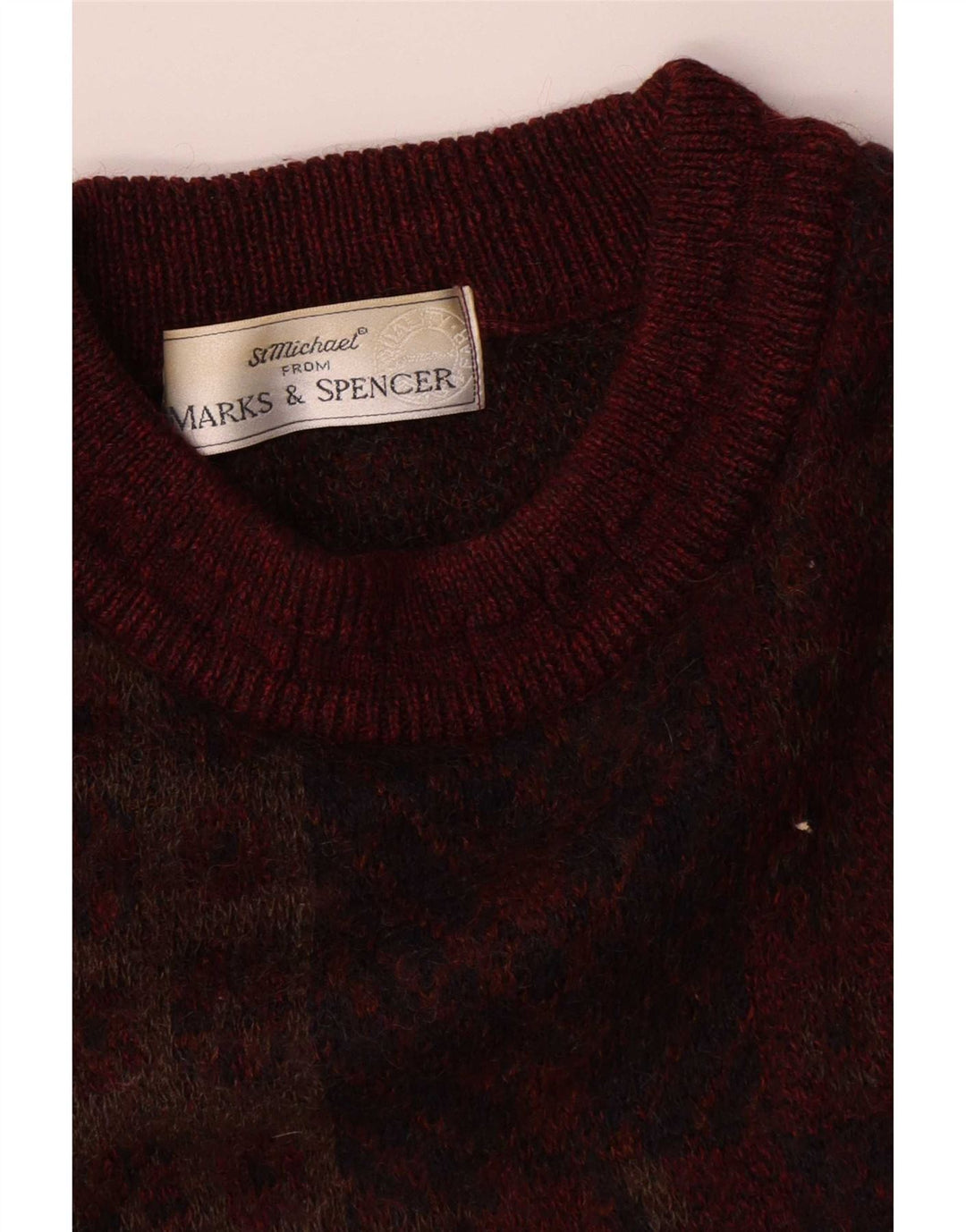 Marks & Spencer Męski sweter St. Michael z okrągłym dekoltem, średni burgund