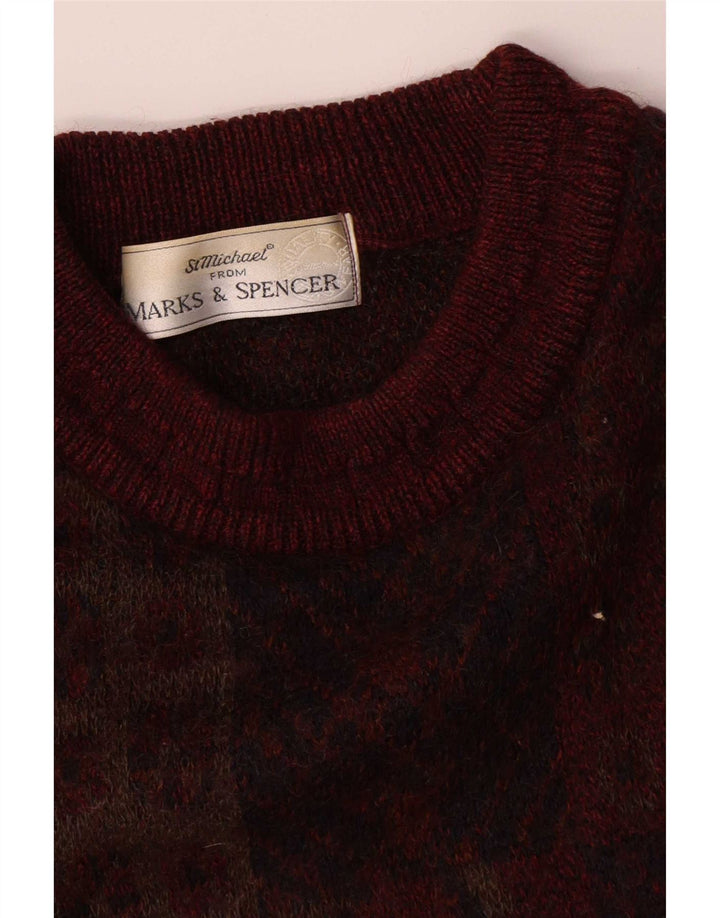 Marks & Spencer Męski sweter St. Michael z okrągłym dekoltem, średni burgund