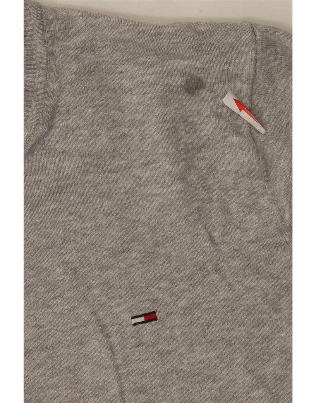 Męski sweter z okrągłym dekoltem Tommy Hilfiger o regularnym kroju, mały, szary, bawełniany
