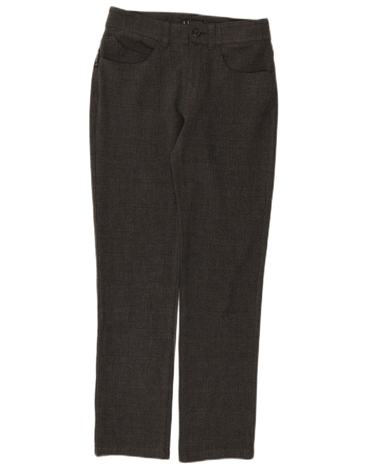 Spodnie damskie Armani Slim Casual W26 L28 Szary poliester w kratę