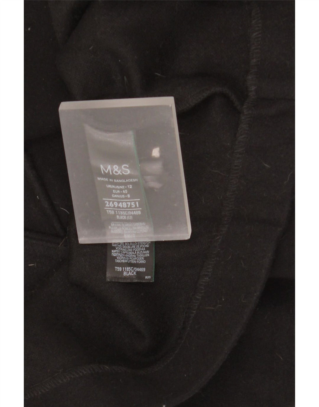 Marks & Spencer Płaszcz damski UK 12, średni czarny poliester