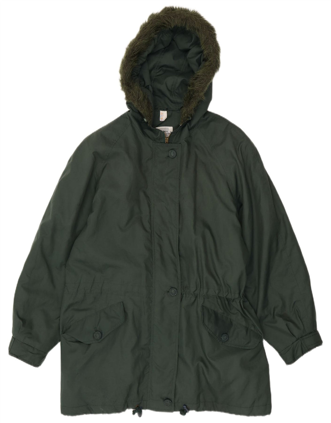 Damska kurtka parka z kapturem w stylu vintage UK 20 2XL Zielony poliester