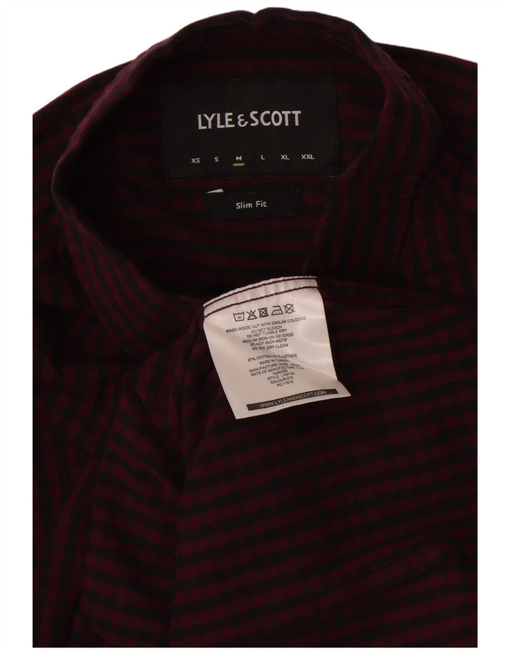 Koszula męska Lyle & Scott o dopasowanym kroju, średnia, bordowa bawełna w kratkę