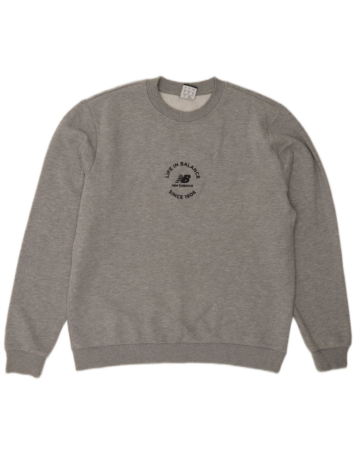 Męska bluza z grafiką New Balance, mała, szara, bawełniana