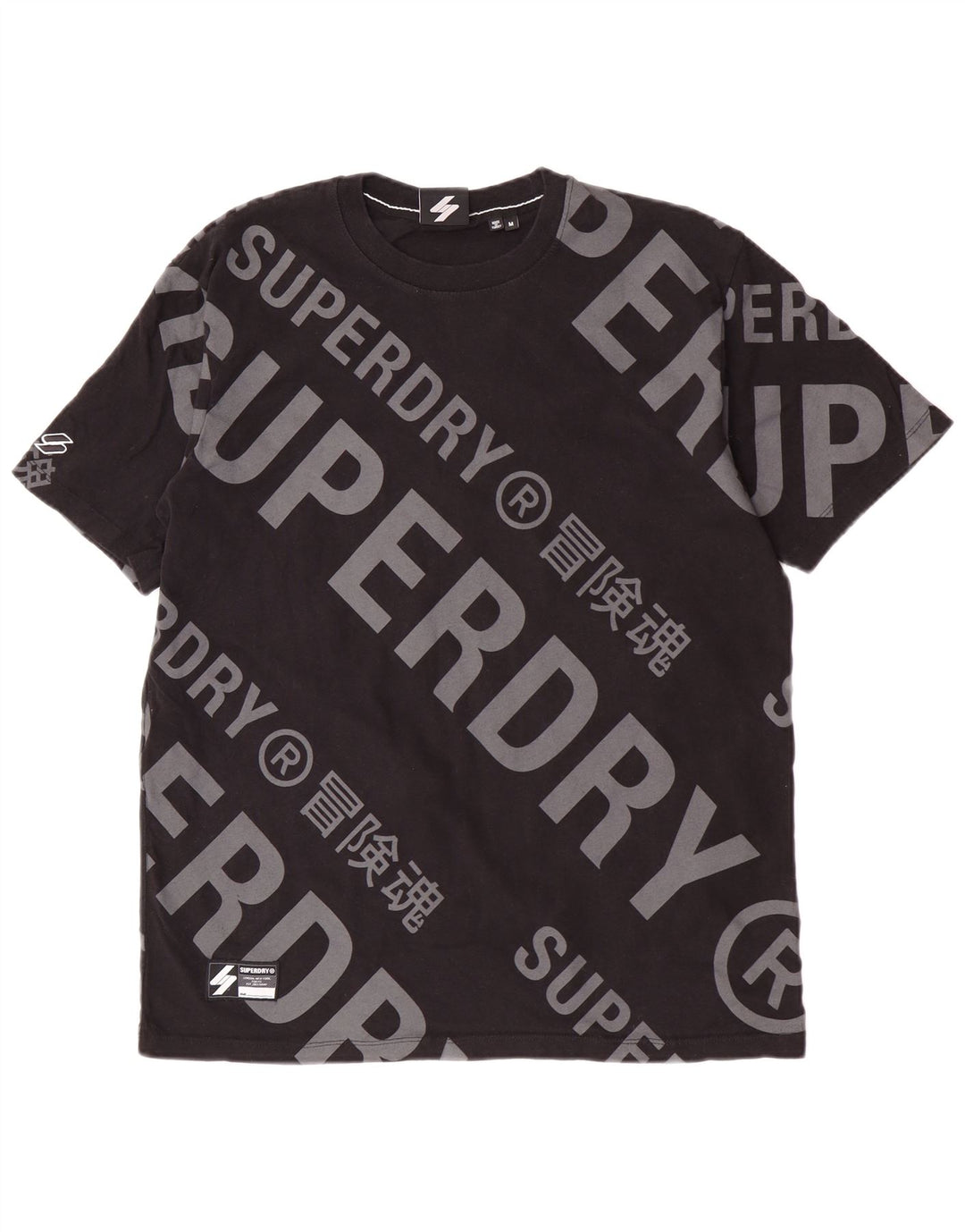 Męski T-shirt z grafiką Superdry, bawełniany, średni czarny
