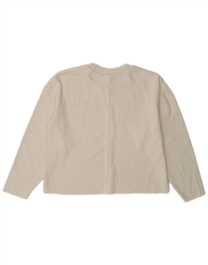 Damski sweter oversize z okrągłym dekoltem ZARA UK 10 Small White