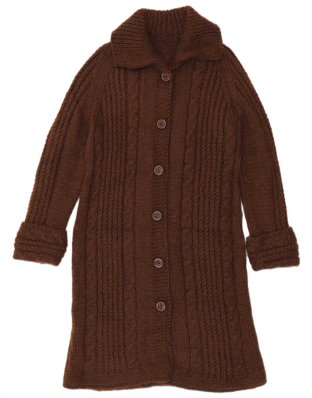 Sweter damski o przedłużonym kroju w stylu vintage, UK 14, średni brąz