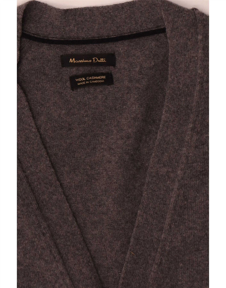 Męski sweter rozpinany Massimo Dutti bez rękawów, średnioszary, wełniany