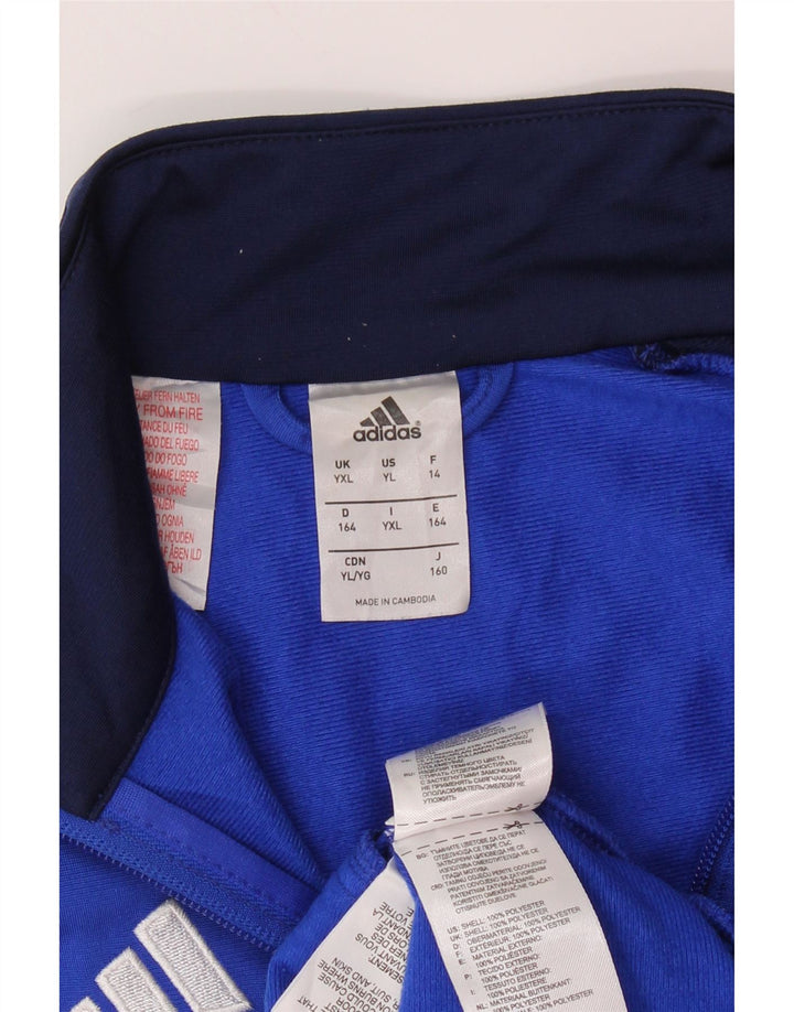 Chłopięca kurtka dresowa ADIDAS 13-14 lat XL, niebieski, poliester z blokami kolorów