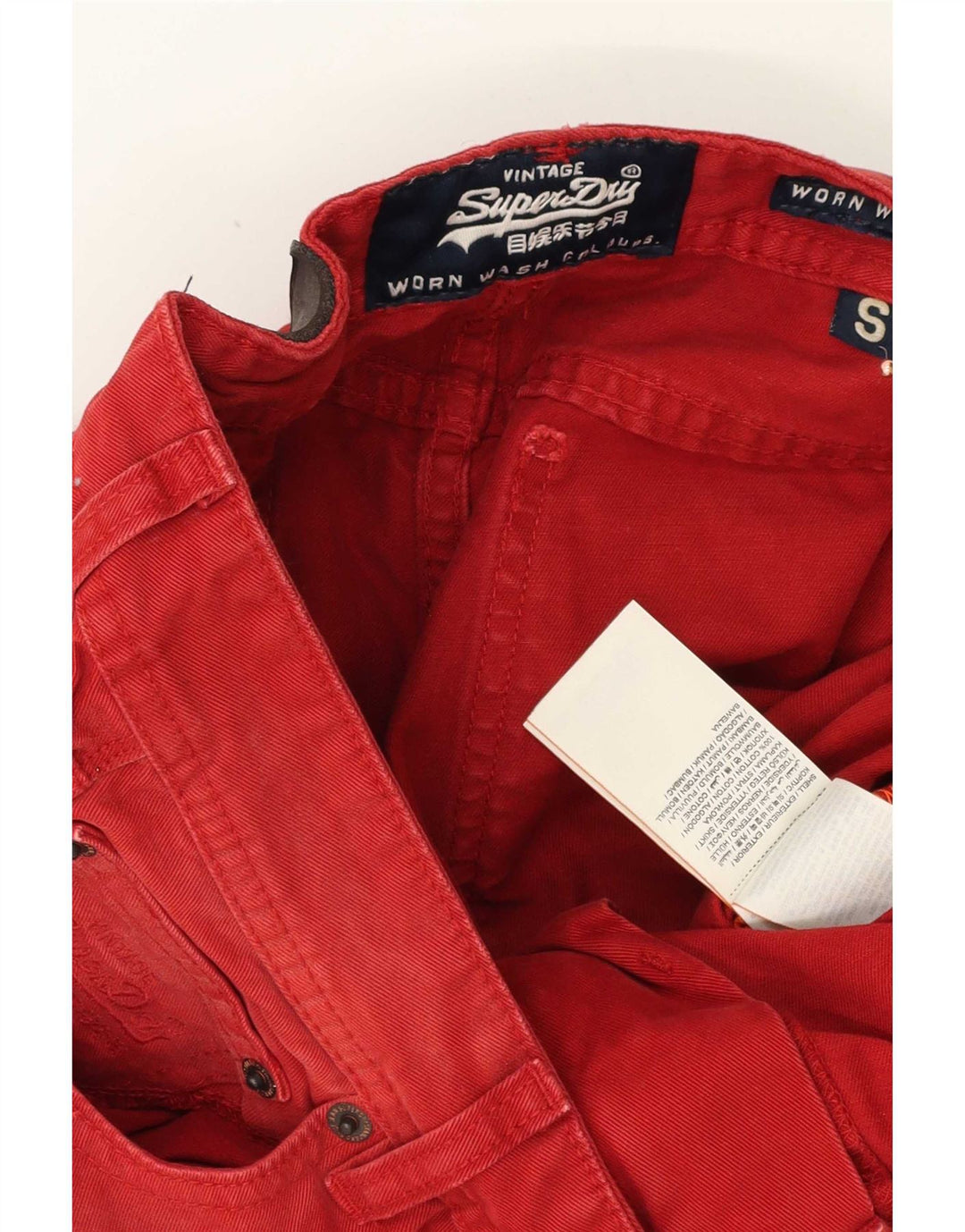 Męskie spodenki jeansowe Superdry, małe W29, czerwone, bawełniane