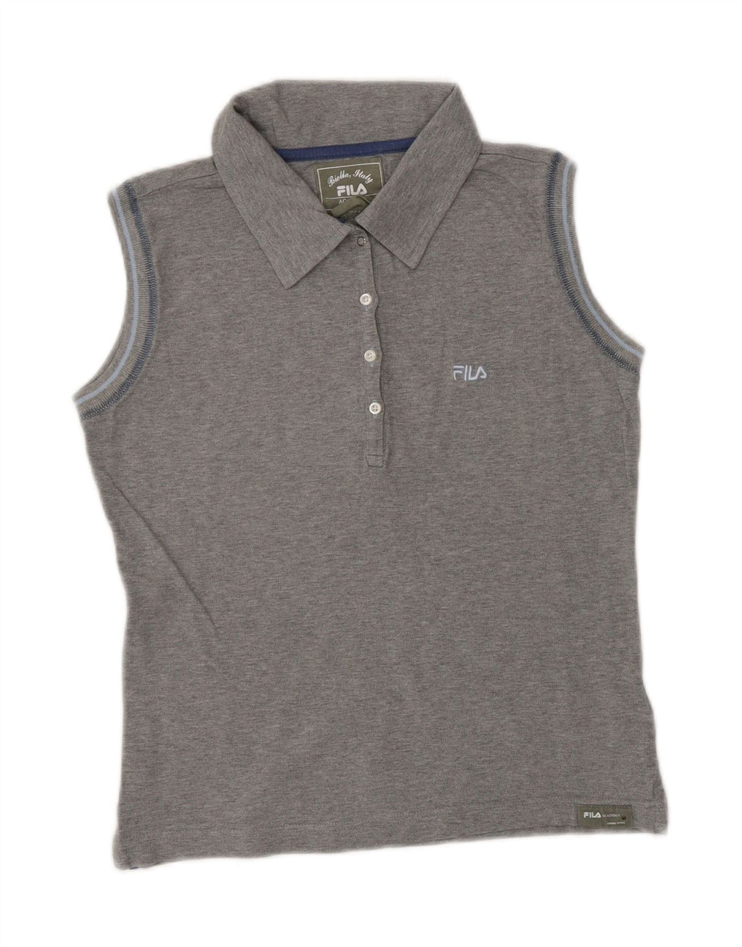 Damska koszulka polo bez rękawów FILA, UK 10, mała, szara, bawełniana