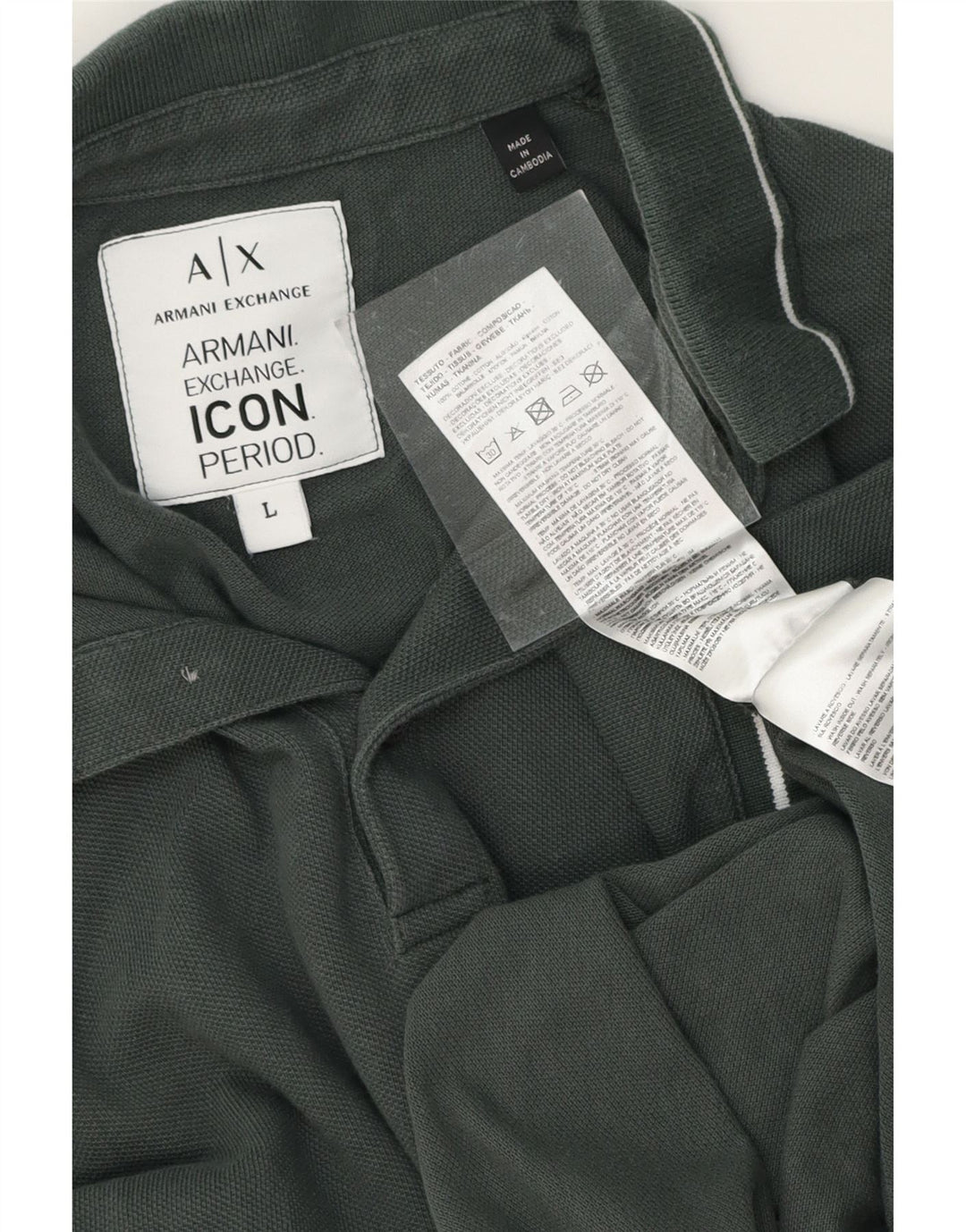 ARMANI Mens Polo Shirt Large Grey Cotton Vintage Armani and Second-Hand Armani from Messina Hembry 