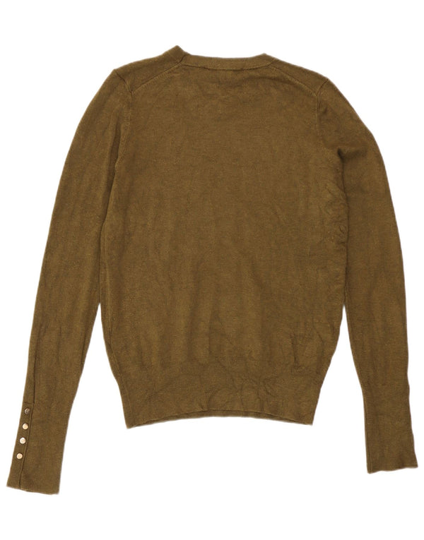 Sweter damski Zara z okrągłym dekoltem UK 10 Small Khaki, wiskoza
