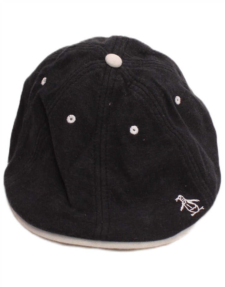 PENGUIN Mens Graphic Flat Cap Small/Medium Navy Blue Cotton Classic