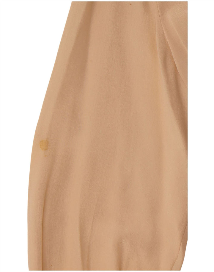 Damska bluzka koszulowa z długim rękawem VINTAGE EU 36 Mała beżowa z kwiatowym jedwabiem