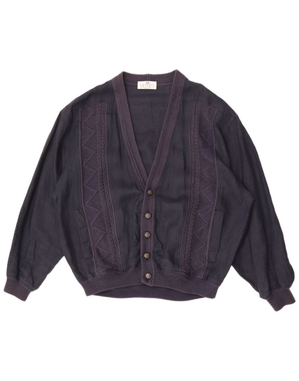 Męska kurtka bomberka Umberto Vallati IT 54 2XL granatowa, geometryczna lniana