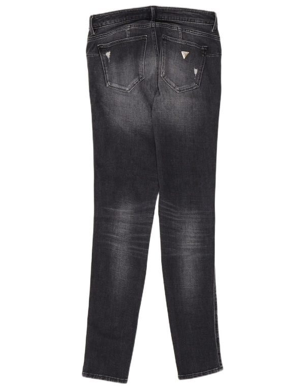 Damskie jeansy Guess Curve Distressed Skinny W28 L30 Czarne bawełniane