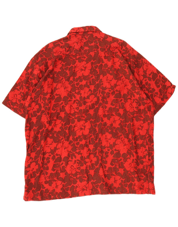 Koszula męska z krótkim rękawem L.O.G.G 2XL w kolorze czerwonym w kwiaty