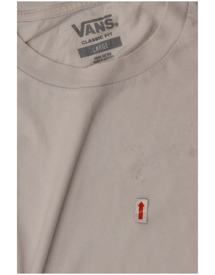 Męski T-shirt VANS o klasycznym kroju, duży, biały, bawełniany