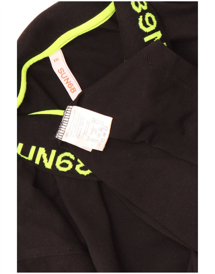 Męska koszulka polo Sun68 z grafiką, 2XL, czarna, bawełniana
